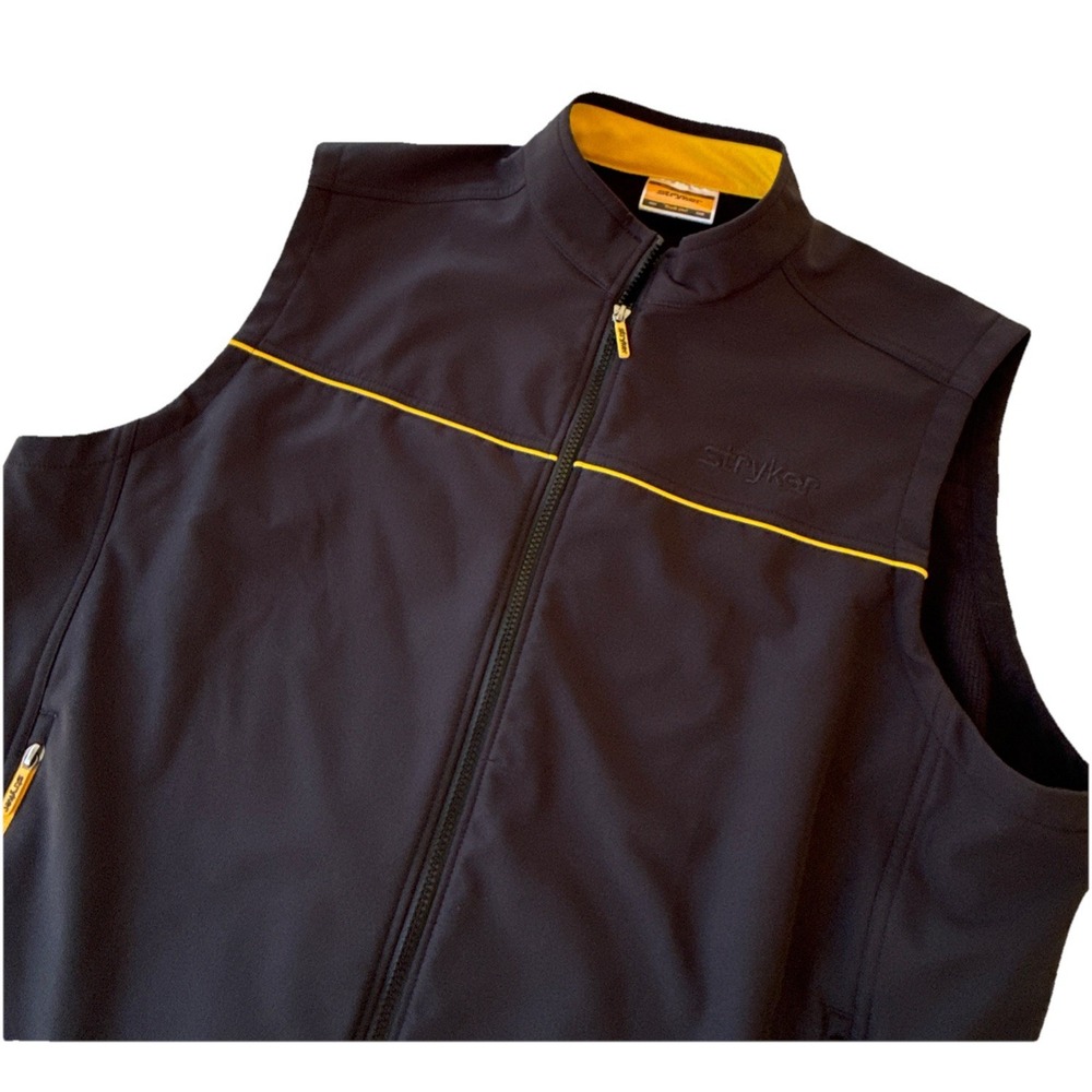 Stryker Men's Vest Full‎ Zip Pockets Polyester Black Yellow Size 2XL